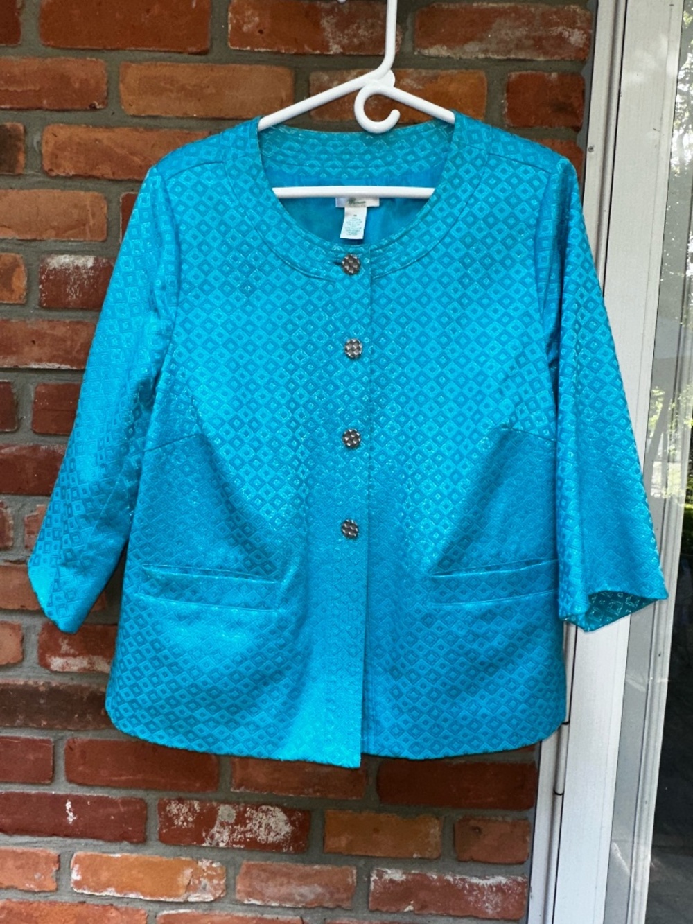 Laura Ashley Turquoise Jewel Tone Patterned Jacket 1X